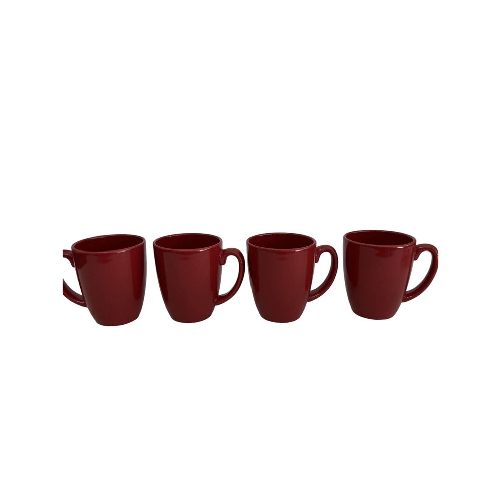 CORELLE COORDINATES BURGUNDY SET OF 4 STONEWARE MUGS